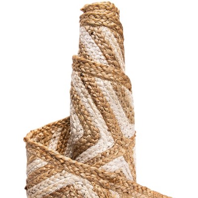 Handmade Braided Jute Geometric 3'x5' Area Rug in Natural Brown