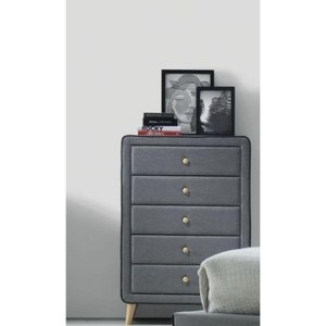 Light Gray Fabric Upholstered Chest dressers with Five Spacious Drawers and Smooth Side Metal Glides - 1 of 4
