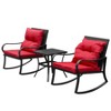 ORRD 2-Person Outdoor Rocking Chair Set with Cushions & Table | All-Weather PE Wicker & Steel Patio Conversation Set,Red - 2 of 4
