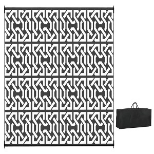 Resenkos Floor Mat Carpet,Indoor Door Mat,Reversible Outdoor Rug Carpet RV Camping Rugs with Carry Bag, 8' x 10', Black & White Chain 120" Black - 1 of 4