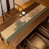 Elegant white lotus silk tablecloth 13x72 inches, high-end table decoration with green edges and floral patterns, suitable for home or restaurant - 3 of 4