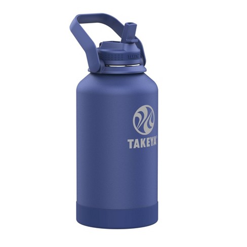Takeya 64oz Actives Insulated Stainless Steel Water Bottle with Straw Lid  and Extra Large Carry Handle - Blue