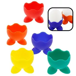 Good Cooking Silicone Egg Cup Holders- Set of 5 Rainbow Serving Cups -Dishwasher Safe
