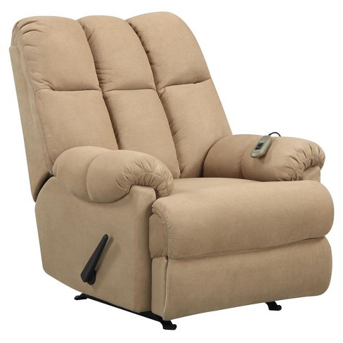 Padded Massage Recliner  With Controller Tan Dorel 