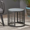 KWPZQEB Modern Boho Design Side Table, Outdoor Round Patio End Table, Rattan Coffee Table, Nightstand for Patio, Backyard, Garden, Living Room - 2 of 4