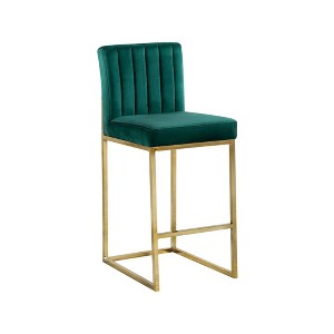 Meridian Furniture,Giselle Green Velvet Stool - 1 of 4