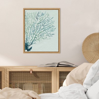 Seaglass Shadow I Abstract Tree Canvas Print with Maple Frame