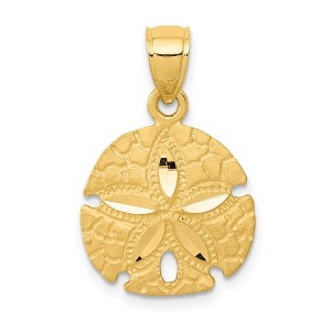 Black Bow Jewelry 14k Yellow Gold 15mm Diamond Cut Satin Sand Dollar Pendant - 1 of 4