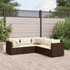 vidaXL Patio Lounge Set with Cushions Sectional Sofa Garden Backyard Poly Rattan - Brown and Cream 3x Corner 2x Middle - 2 of 4