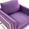 LeisureMod Lincoln Accent Arm Chair Upholstered in Velvet with Gold Frame - 4 of 4