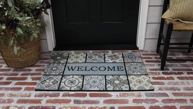 1&#39;11&#34;x2&#39;11&#34; &#39;Welcome&#39; Patina Tiles Doorscapes Estate Mat - Mohawk, 2 of 5, play video