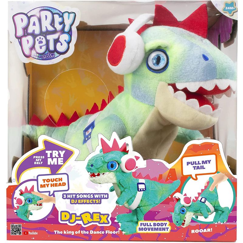 Eolo Party Pets DJ Rex Electronic Plush With Movement and Sound, 3 of 5