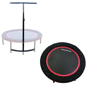 LEAPS & REBOUNDS 48" Adjustable Stability Bar Attachment with 48" Mini Fitness Trampoline and Home Gym Rebounder for Cardio Exercises, Red - 1 of 4