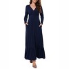 Coolmee Women Spring Fall Maxi Dress Long Sleeve V Neck Casual Flowy Pleated Ruffle Long Dress with Pockets - 2 of 4