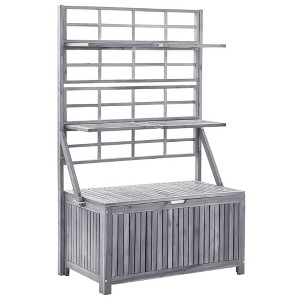 vidaXL Storage Box with Trellis Gray 39"x21.7"x63" Solid Acacia Wood - 1 of 1