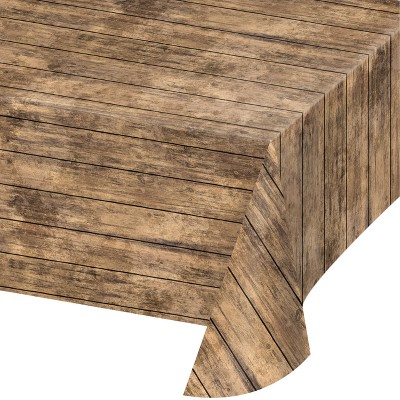 Wood Grain Plastic Tablecloth