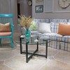 Round Glass Coffee Table, Clear Coffee Table With Round Tempered Glass Top, Metal Frame, Mid Century Side End Table - 3 of 4