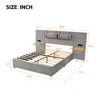 Full-Size Upholstered Platform Bed with Dual Outlets and USB Charging Ports, Includes Two Bedside Pillows and a Storage Shelf, Velvet - 4 of 4