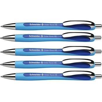 Schneider Rave Retractable Ballpoint Pen, ViscoGlide Ink, 1.4 mm, Blue, Pack of 5