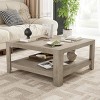 2-Tier Square Coffee Table, Modern Living Room Center Table, 34" Wood Coffee Table for Storage, Dining or Daily Use-Koiai - 2 of 4