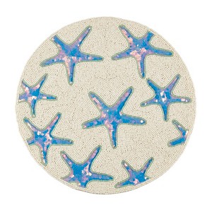 Saro Lifestyle Ocean Glow Starfish Placemat (Set of 4), 15"x15", Blue - 1 of 4