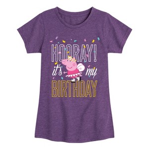Girls' - Peppa Pig - Hooray It's My Birthday Fitted Short Sleeve Graphic T-Shirt - 1 of 4