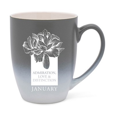 Elanze Designs Admiration Love And Distinction January Two Toned Ombre Matte Gray and White 12 ounce Ceramic Stoneware Coffee Cup Mug