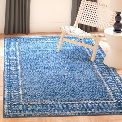 Adirondack Light Blue and Dark Blue Square Area Rug