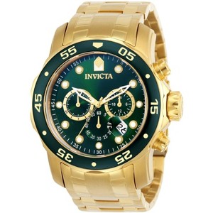 Invicta 0075 Men's Pro Diver Gold Tone Stainless Steel Green Dial Chronograph Watch - 1 of 1