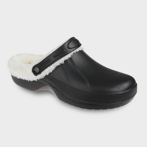 FOAMWALK Women's Comfortable Furry Solid and Bubble Heel Platform Clogs with Faux Fur Lining - Fur Lined Clogs for Women - 1 of 4