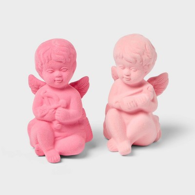 2pk Flocked Valentine's Day Cherub Figurines - Spritz™