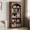 Farmhouse Arched Bookcase, 68.7" Tall Bookshelf w/ Arche Design, Wooden Arch Bookshelf with Wooden Base, 5 Tier Book shelf for Living Room Office - 4 of 4