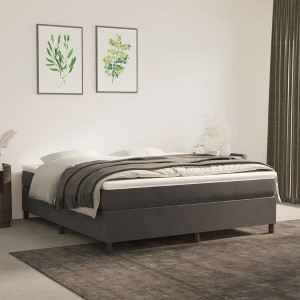 Bed Frame Dark Grey Velvet (100% polyester), plywood, engineered wood - 1 of 4
