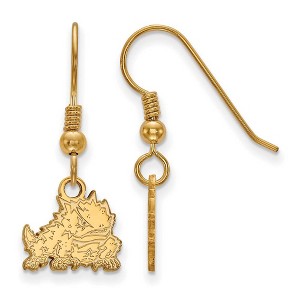Black Bow Jewelry 14k Yellow Gold Plated Sterling Silver Texas Christian Horned Frogs NCAA Dangle Earrings - 1 of 3
