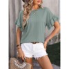 Clearlove Womens Summer Tops Crew Neck Ruffle Short Sleeve Pleated T Shirts Babydoll Blouses Casual Dressy Textured - 2 of 4