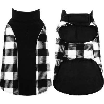 Dog Winter Coat, Reversible Waterproof Dog Jacket with Reflective Strip, Warm Dogs Fleece Vest Adjustable Plaid Christmas Doggy Cold Weather Clothes
