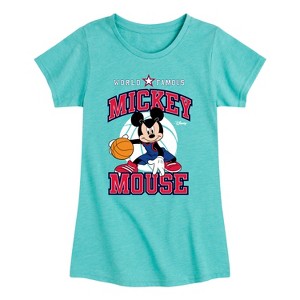 Girls' - Disney - Mickey Basketball Jersey Fitted Short Sleeve Graphic T-Shirt - 1 of 3