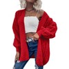 Imily Bela Womens Oversized Open Front Cable Knit Cardigan Sweaters Lantern Long Sleeve Chunky Outwear Coats - 2 of 4