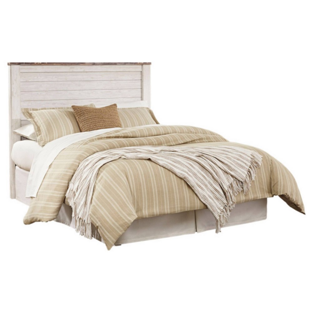 Photos - Bed Frame Ashley Queen Willowton Panel Headboard Whitewash - Signature Design by 