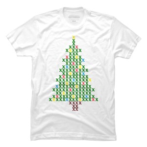 Men's Design By Humans Christmas Tree Cross Stitch By BettySue T-Shirt - 1 of 4