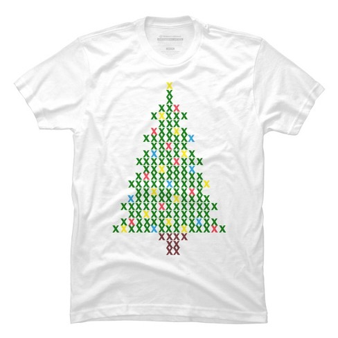 Men's Design By Humans Christmas Tree Cross Stitch By BettySue T-Shirt - image 1 of 4