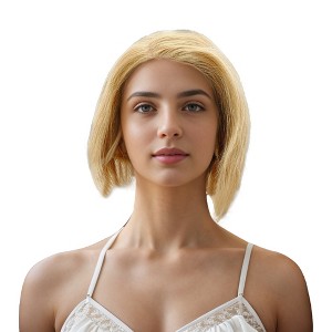 Unique Bargains Women's Straight Short Hair Wig 13x4x1in 150 Real Human Hair 6in 1 Pc - 1 of 4