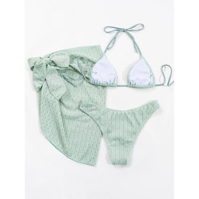 Swim Suits for Women Comfortable And Fashionable Solid Color Split Swimsuit Set Push up High Cut Bathing Suit for Women