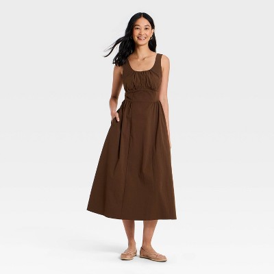 Женские платья A New Day Women's Corset Smock Midi Dress - A New Day™ Brown L — фото 2
