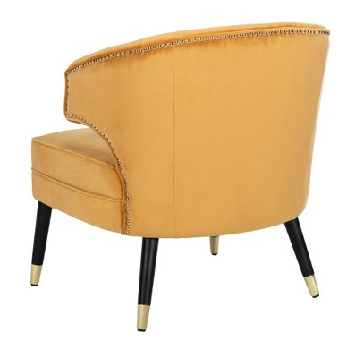 Stazia Marigold Velvet Wingback Armless Accent Chair with Gold Caps