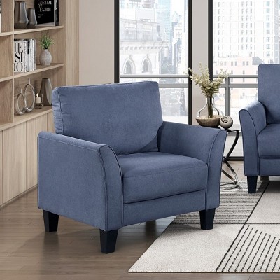 PAGED Upholstered Accent Chair Wood Living Room Chairs Contemporary Reading Chair with Slightly Flared Armrests and Plush Seat for Office