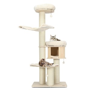 Tangkula 68.5" Cat Tree Condo 4-Layer Wooden Kitten Activity Tower w/ Sisal Posts - 1 of 4