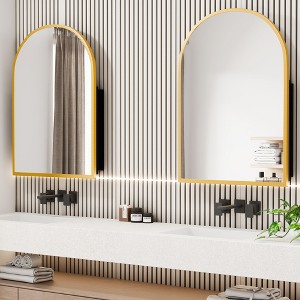 Spassway Recessed or Wall Mount Medicine Cabinet 24 x 36 Inch Bathroom Mirror Cabinet with HD Mirror, Black - 1 of 4
