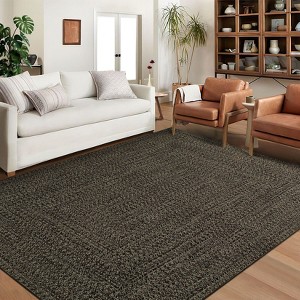 Machine Washable Modern Braided Print Area Rug 10x13 Large Living Room Rug Stain Resistant Carpet Non Slip Low Pile Soft Folding Rug - 1 of 4
