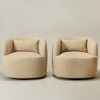 KINWELL Textured Linen Blend Weave Upholstered Swivel Barrel Accent Chair, Set of 2 - 3 of 4